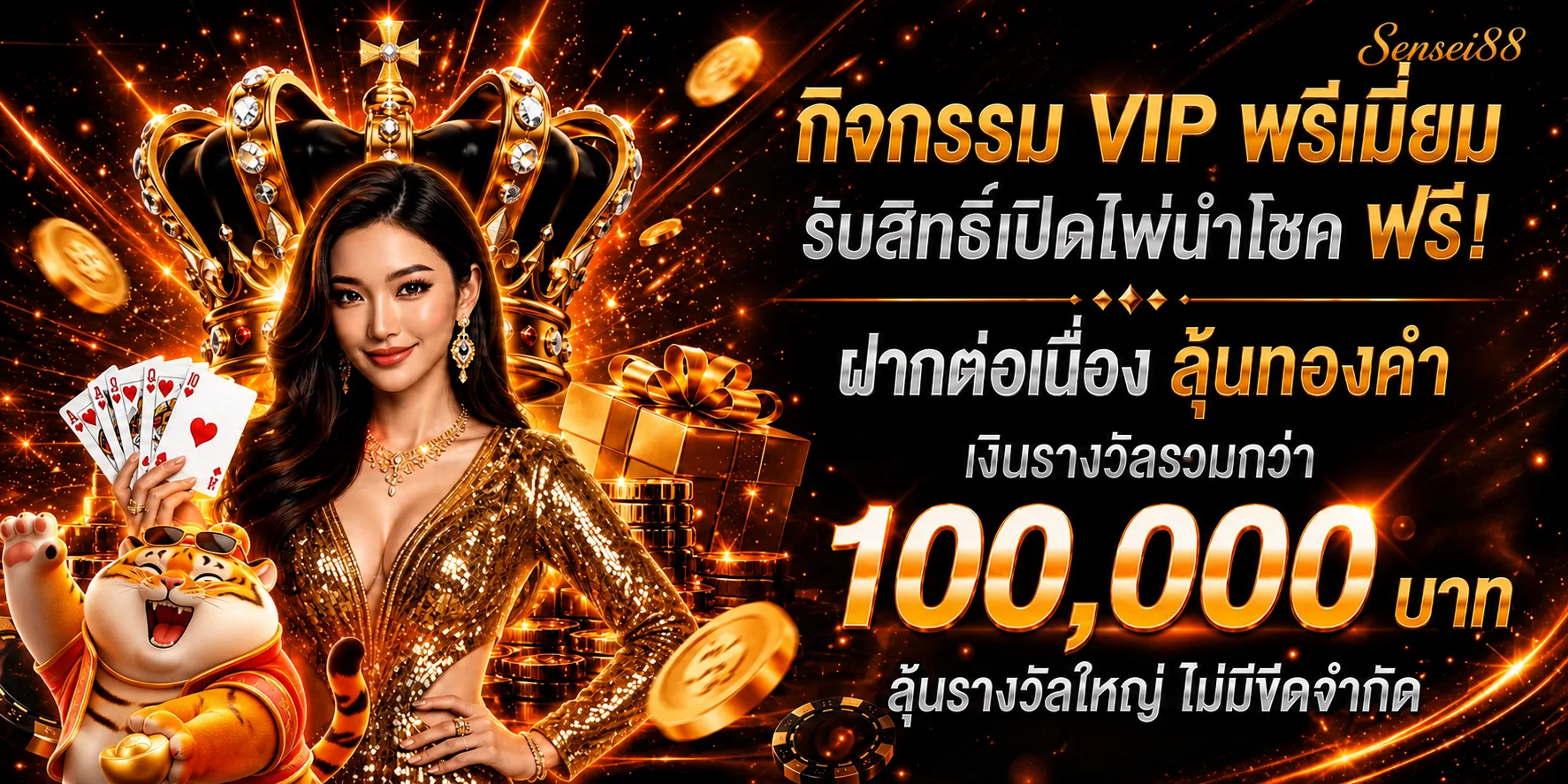 กิจกรรม VIP Sensei88 พร้อมตัวละคร Fortune Tiger